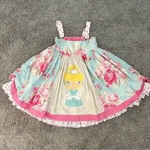 Boutique Cinderella Girls Sleeveless Ruffle Dress Embroidered Layered Pink/Blue